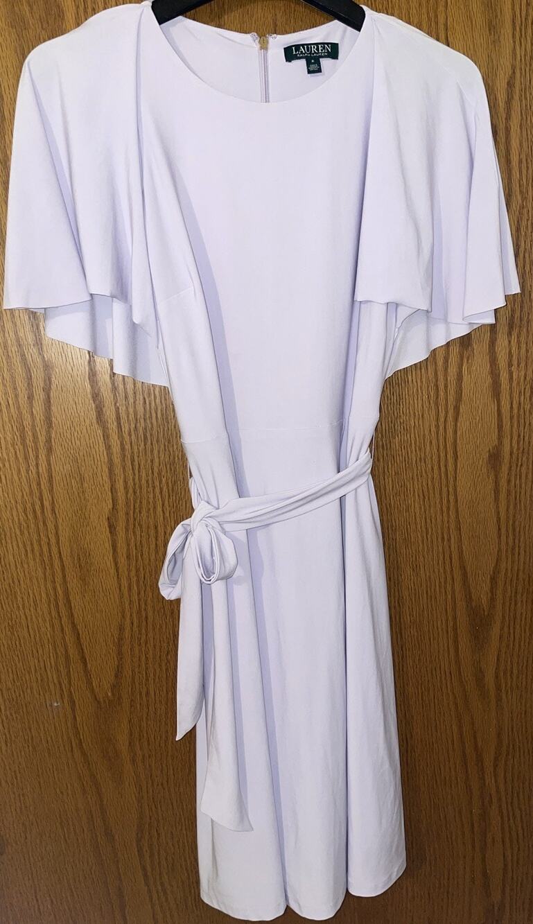 Lauren Ralph Lauren Faux Wrap Seath Dress Women's Size 6 Light Purple, Lined